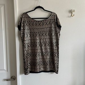 Like New H&M Gold and Black Geometric Medium Sequin Mini Dress